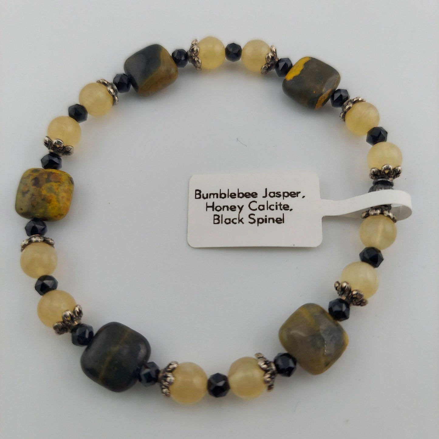 Bumblebee Jasper, Honey Calcite, and Black Spinel Bracelet