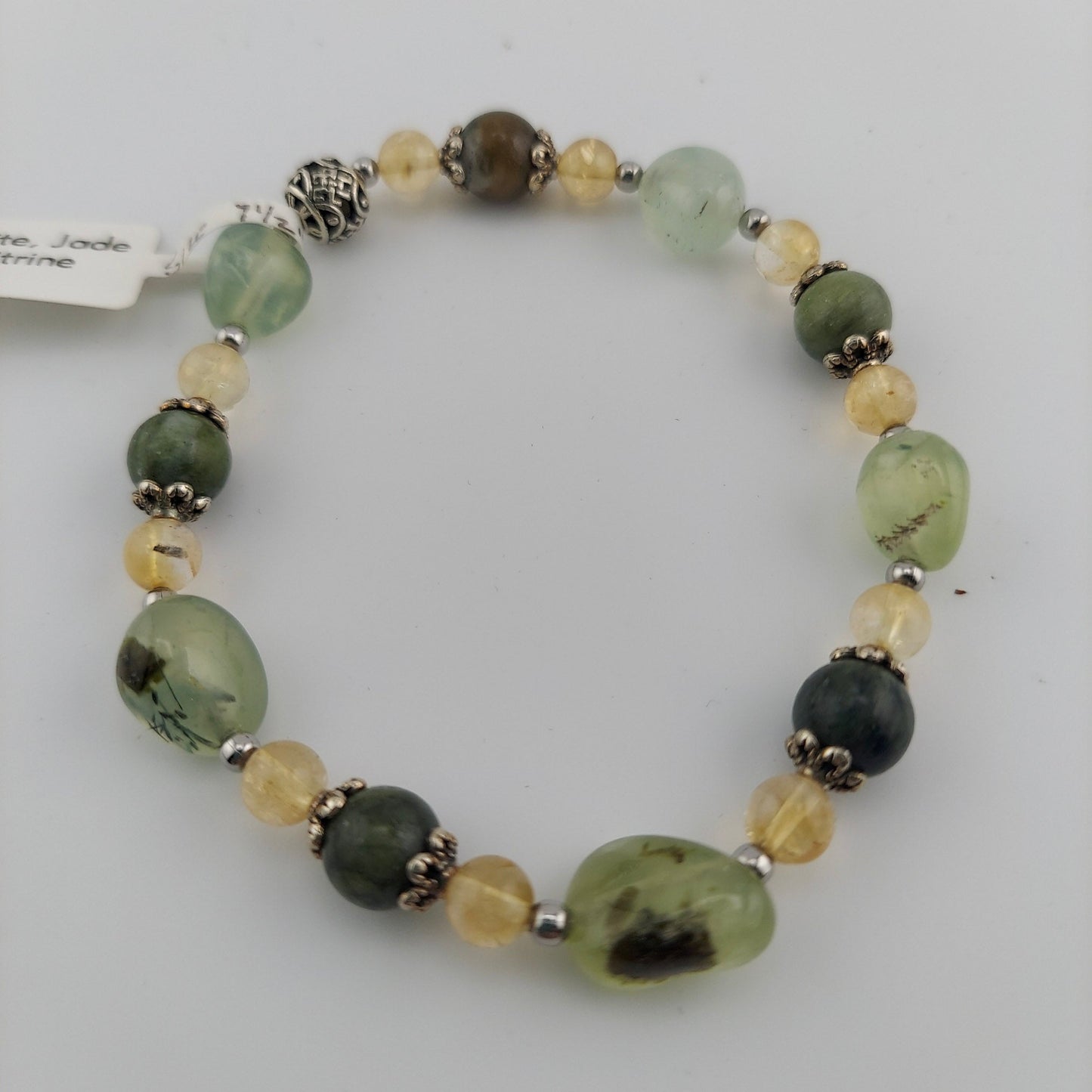 Prehnite, Green Jade and Citrine