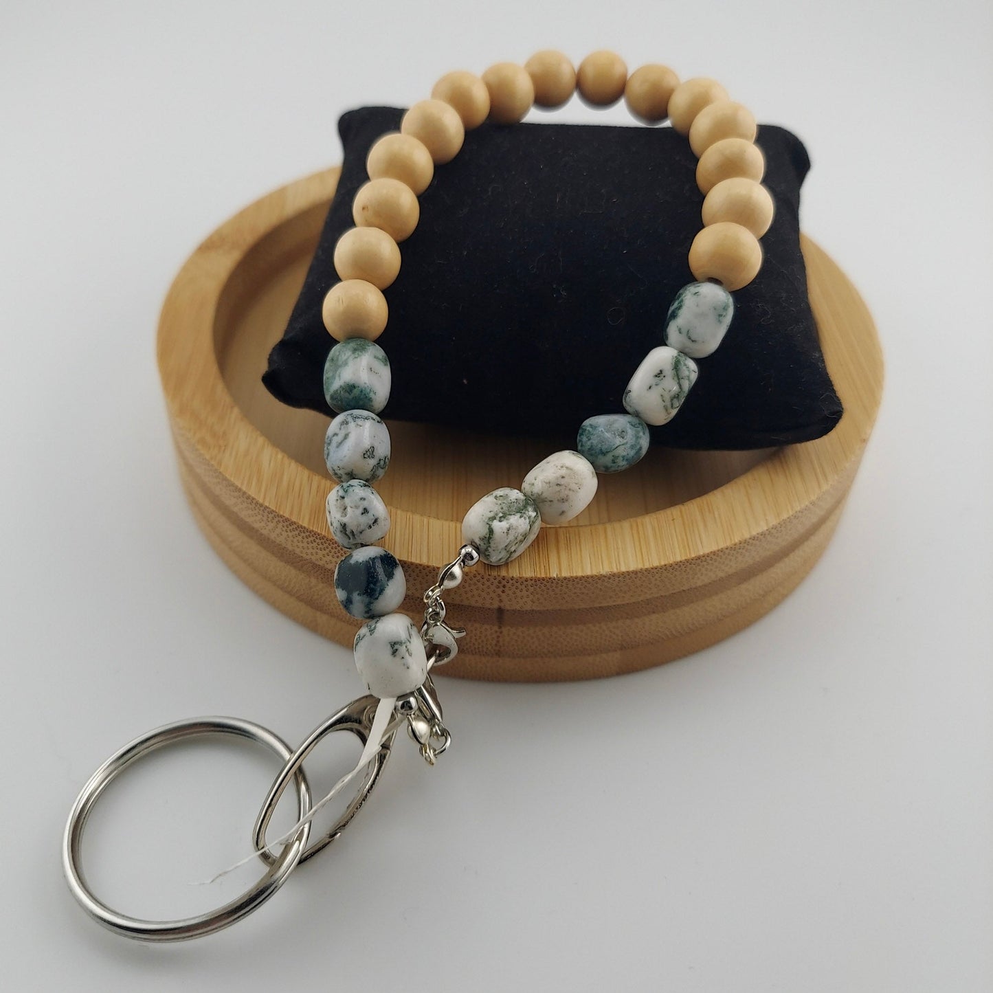 Moss Agate Key Chain Wristlet