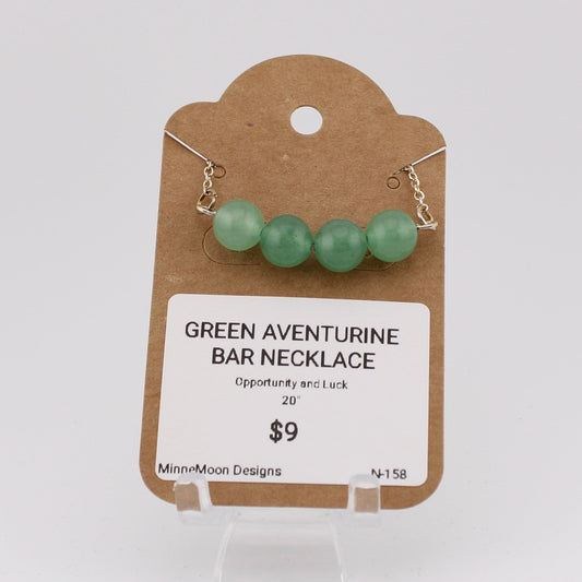 Green Aventurine Bar Necklace - 20" chain