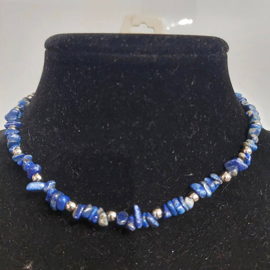 Lapis Lazuli Choker with Stainless Steel accents