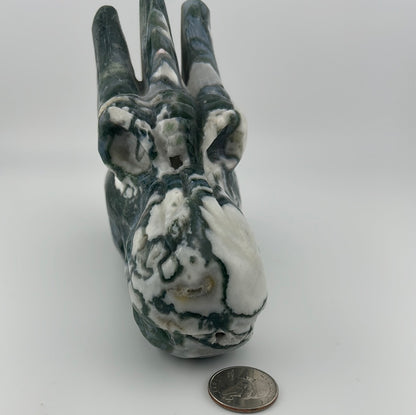 Moss Agate Dragon Head