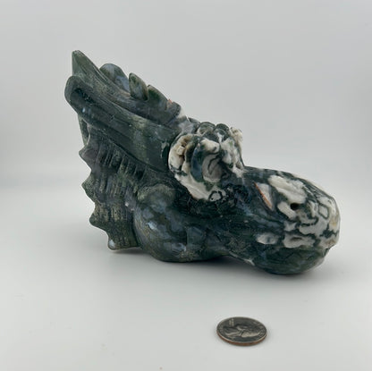 Moss Agate Dragon Head