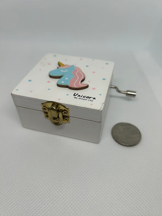 White Unicorn Song Wood Box