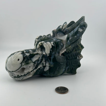 Moss Agate Dragon Head