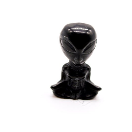 Black Obsidian Meditating Alien