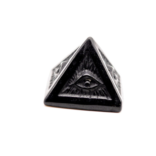 Black Obsidian Egyptian Pyramid with Eye of Horus