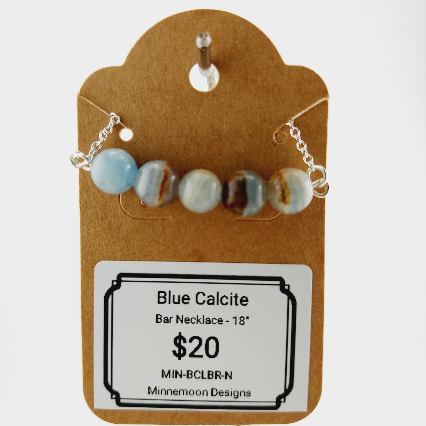 Blue Calcite bar necklace 18"