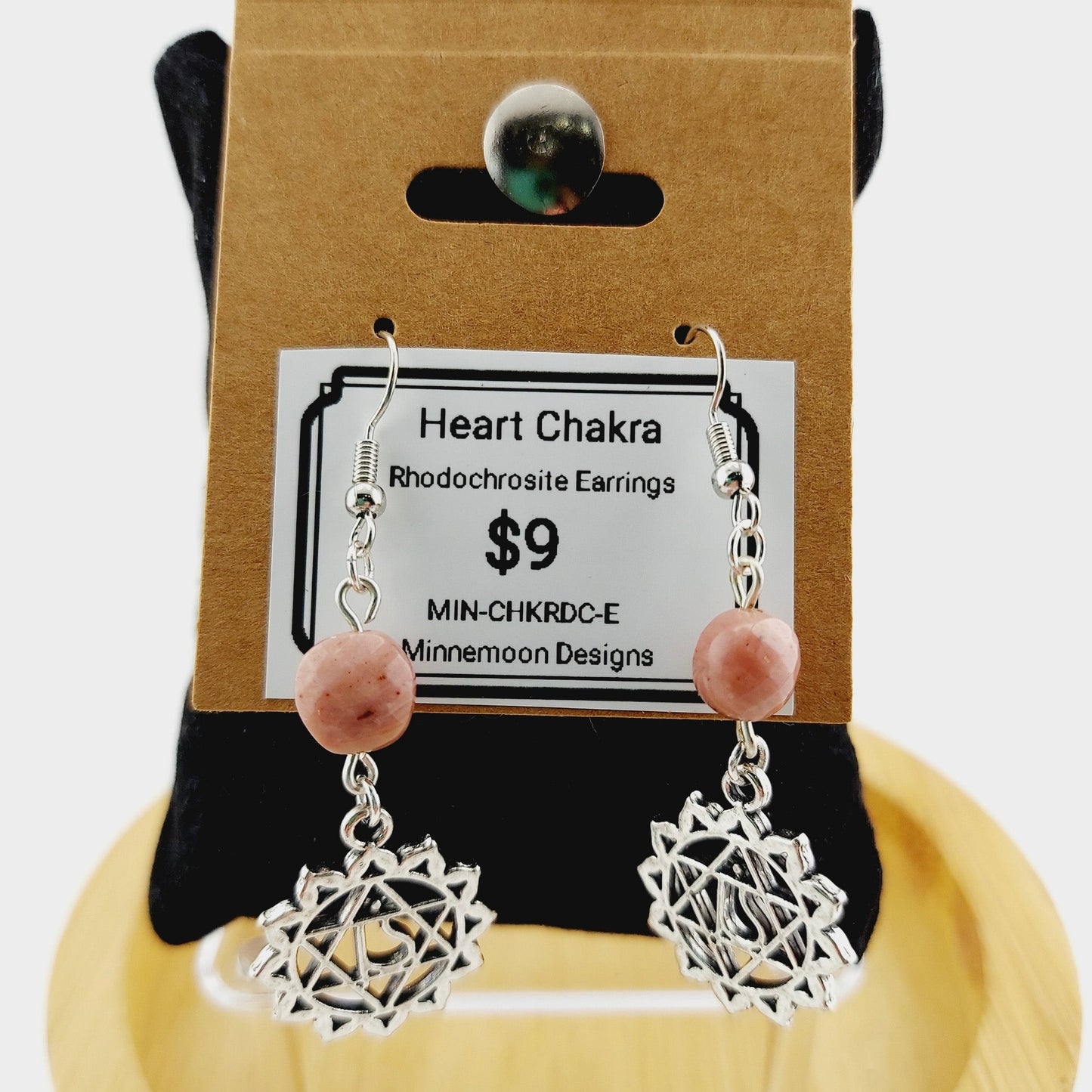 Heart Chakra Earrings - Rhodochrosite