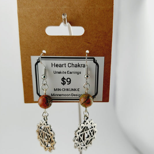 Heart Chakra Earrings - Unakite