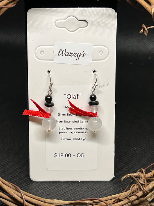 Moonstone Snowman Earrings "Olaf"