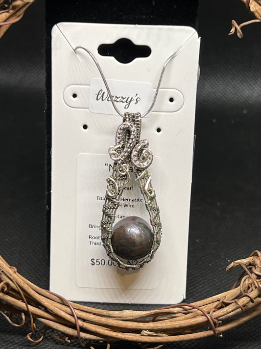 Black Pearl Wire Wrapped Pendant "Nova"