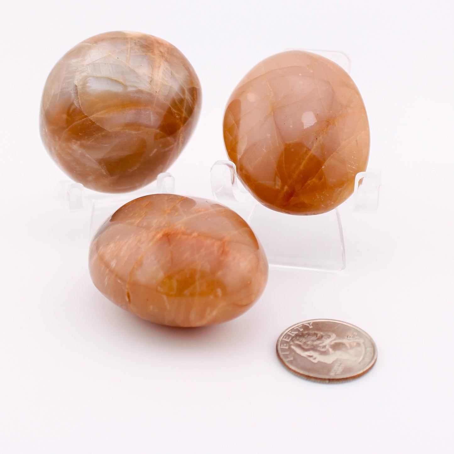 Peach Moonstone Palm Stone