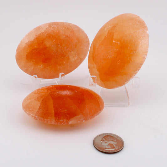 Peach Selenite Palm Stone