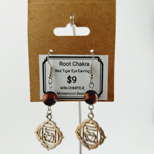 Root Chakra Earrings - Red Tiger Eye