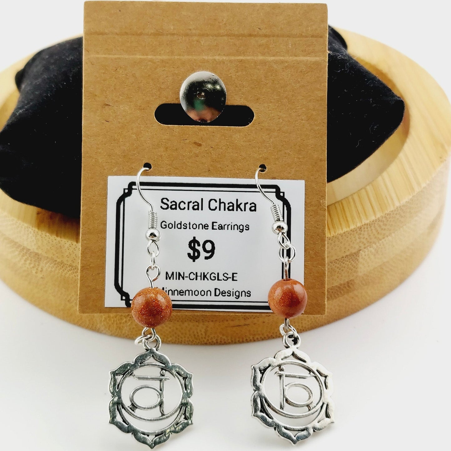 Sacral Chakra Earrings-Goldstone