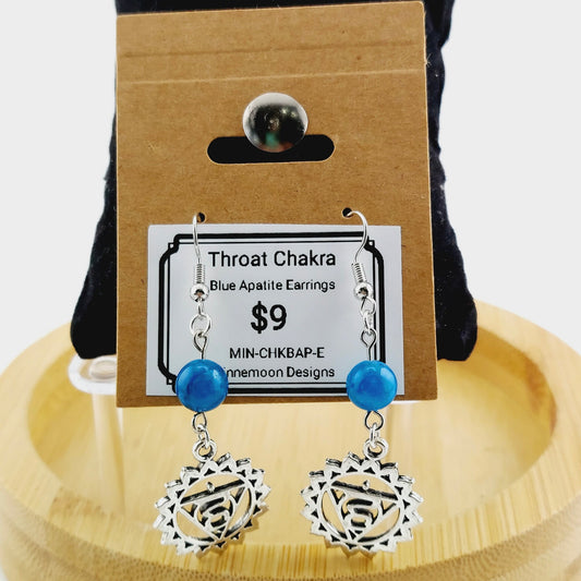 Throat Chakra Earrings-Blue Apatite