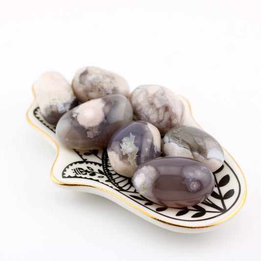 Black Flower Agate Tumble