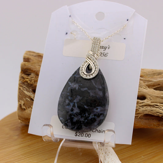 Indigo Gabbro Wire Wrapped Necklace "Lark"