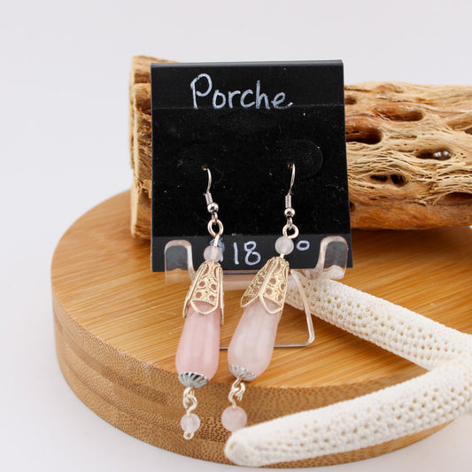 Rose Quartz Drop Earrings "Porche"