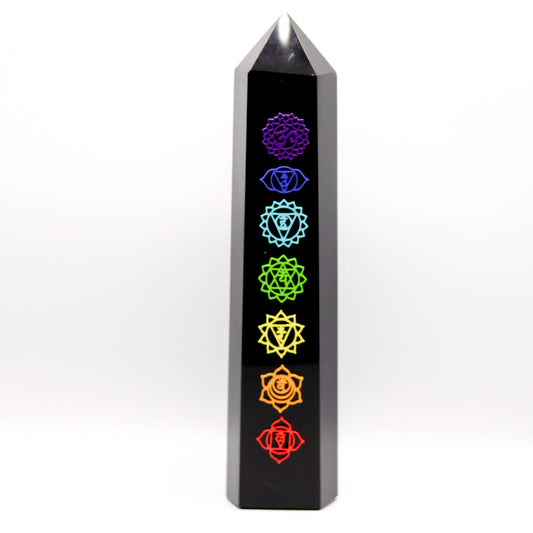 Black Obsidian Chakra Tower