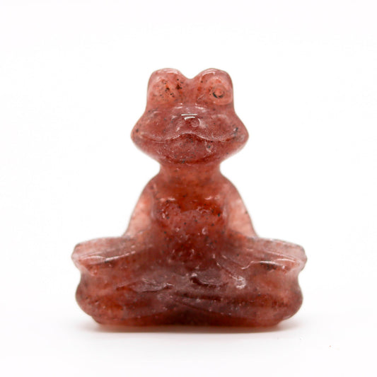 Strawberry Quartz Meditating Frog